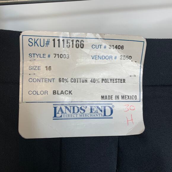 NWT Lands' End Black Pleat Front Trouser Sz 16 - Picture 4 of 5